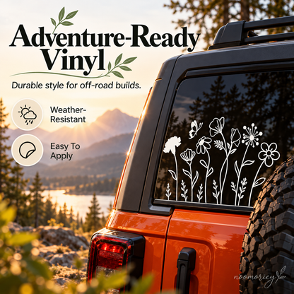🌼 50% OFF 🚗 Boho Wildflower Car Decals – Waterproof & Sun-Resistant Floral Stickers