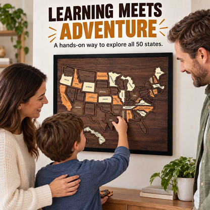 🗺️ Wooden USA Travel Map ✨ Personalized Adventure Memory Wall Decor Gift