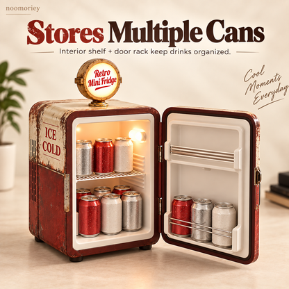 🥤 Vintage Gas Pump Mini Fridge – Retro Beverage Cooler with Illuminated Top Sign！！！