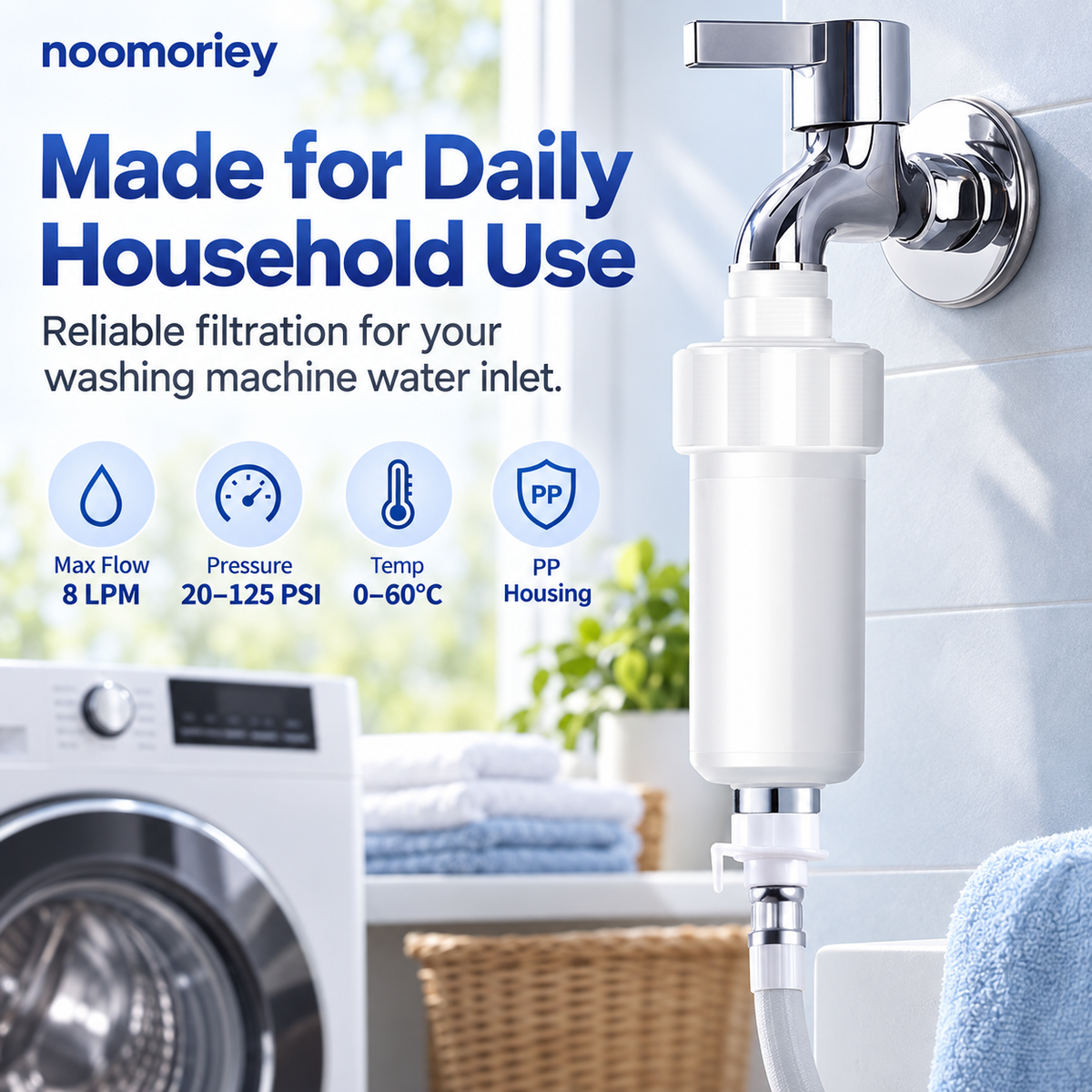 🚿 Universal Sediment Water Filter – PP Cotton Pre-Filter for Shower, Washing Machine & Toilet