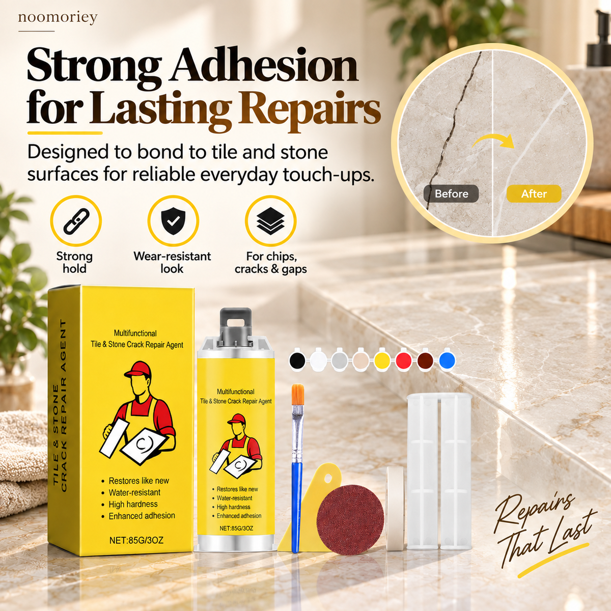 🔥Quick-Drying Tile Repair Glue - Complete Tool Kit for DIY – Fix Cracks Permanently in Minutes!!!✨