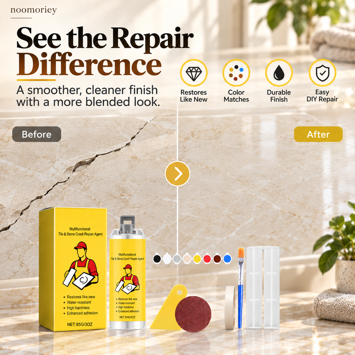 🔥Quick-Drying Tile Repair Glue - Complete Tool Kit for DIY – Fix Cracks Permanently in Minutes!!!✨