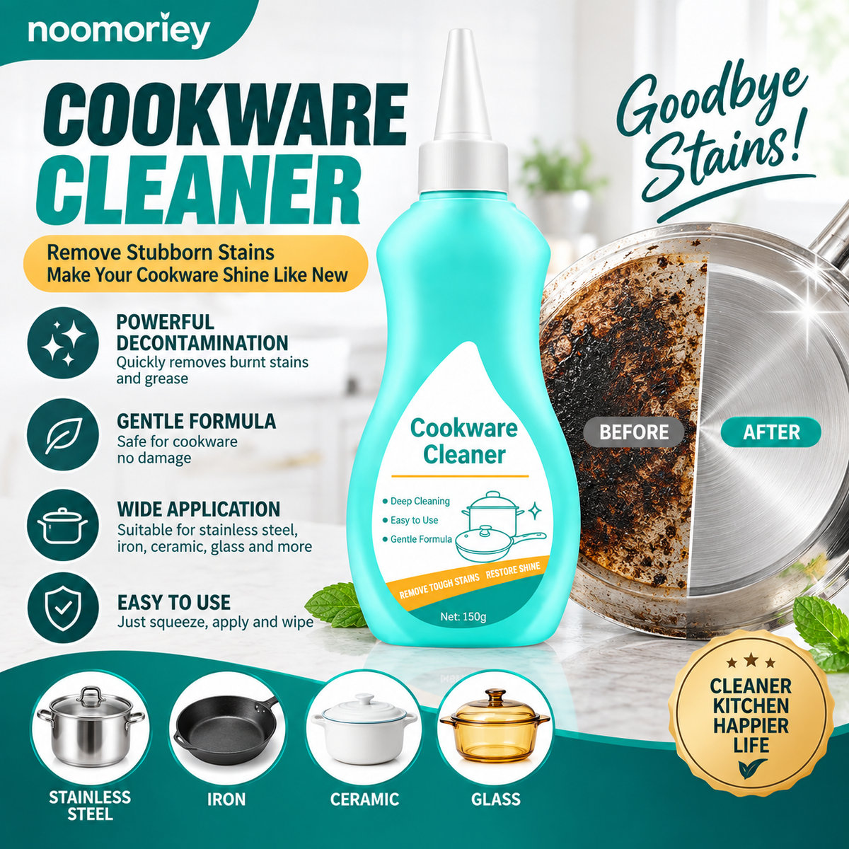 Heavy-Duty Cookware Stain Remover Gel – Removes Burnt-On Grease & Black Residue