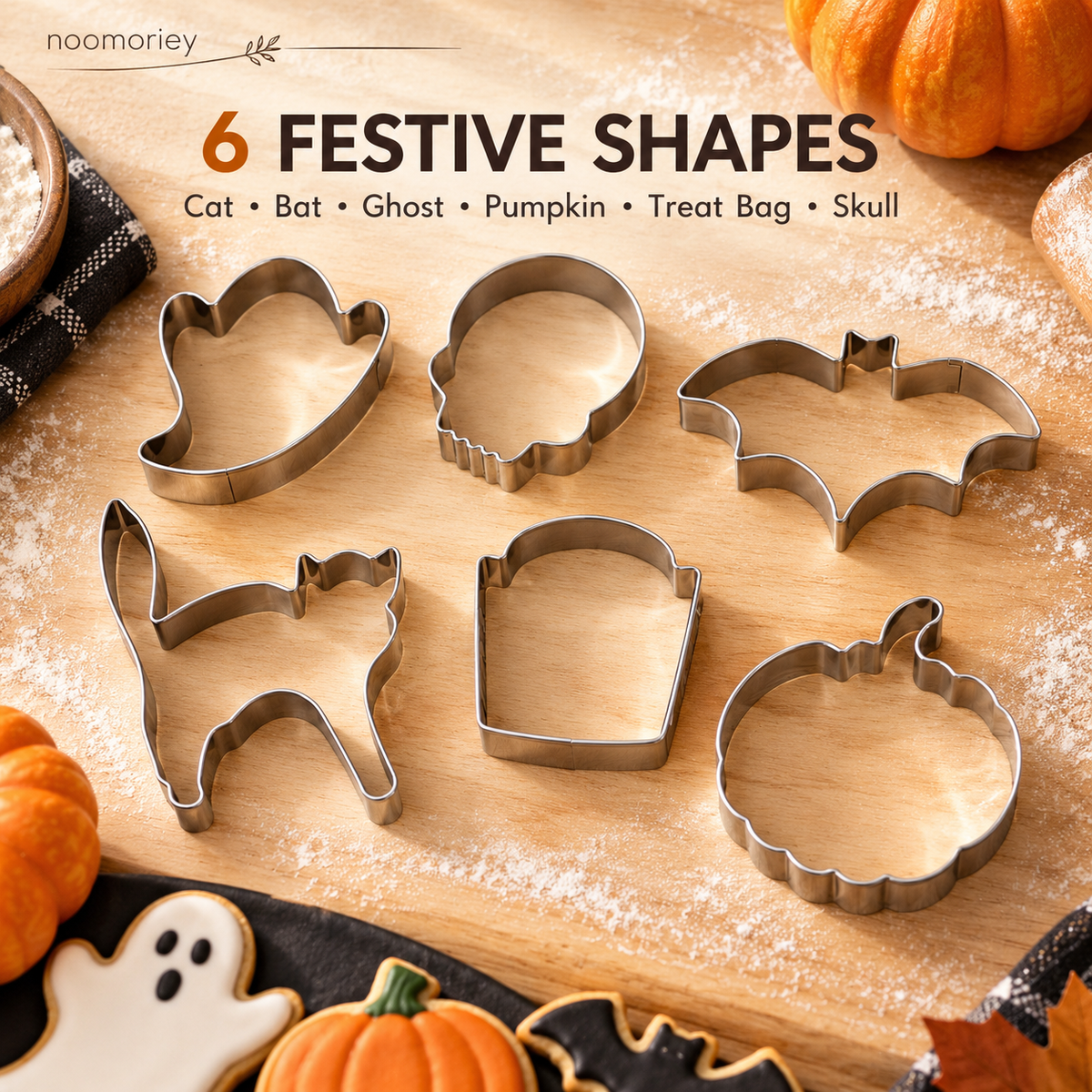 6 PCS Christmas & Halloween Stainless Steel Cookie Cutters – DIY Baking Mold Set