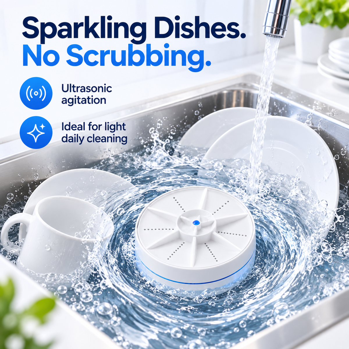 🫧 Portable Ultrasonic Mini Washer💦   – 3-Mode Cleaner for Clothes & Dishes 👕🍽️