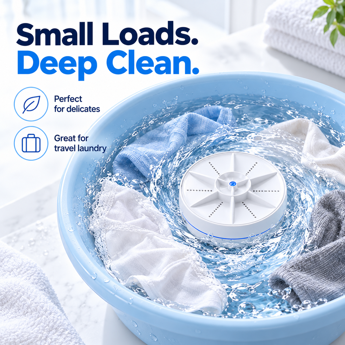 🫧 Portable Ultrasonic Mini Washer💦   – 3-Mode Cleaner for Clothes & Dishes 👕🍽️