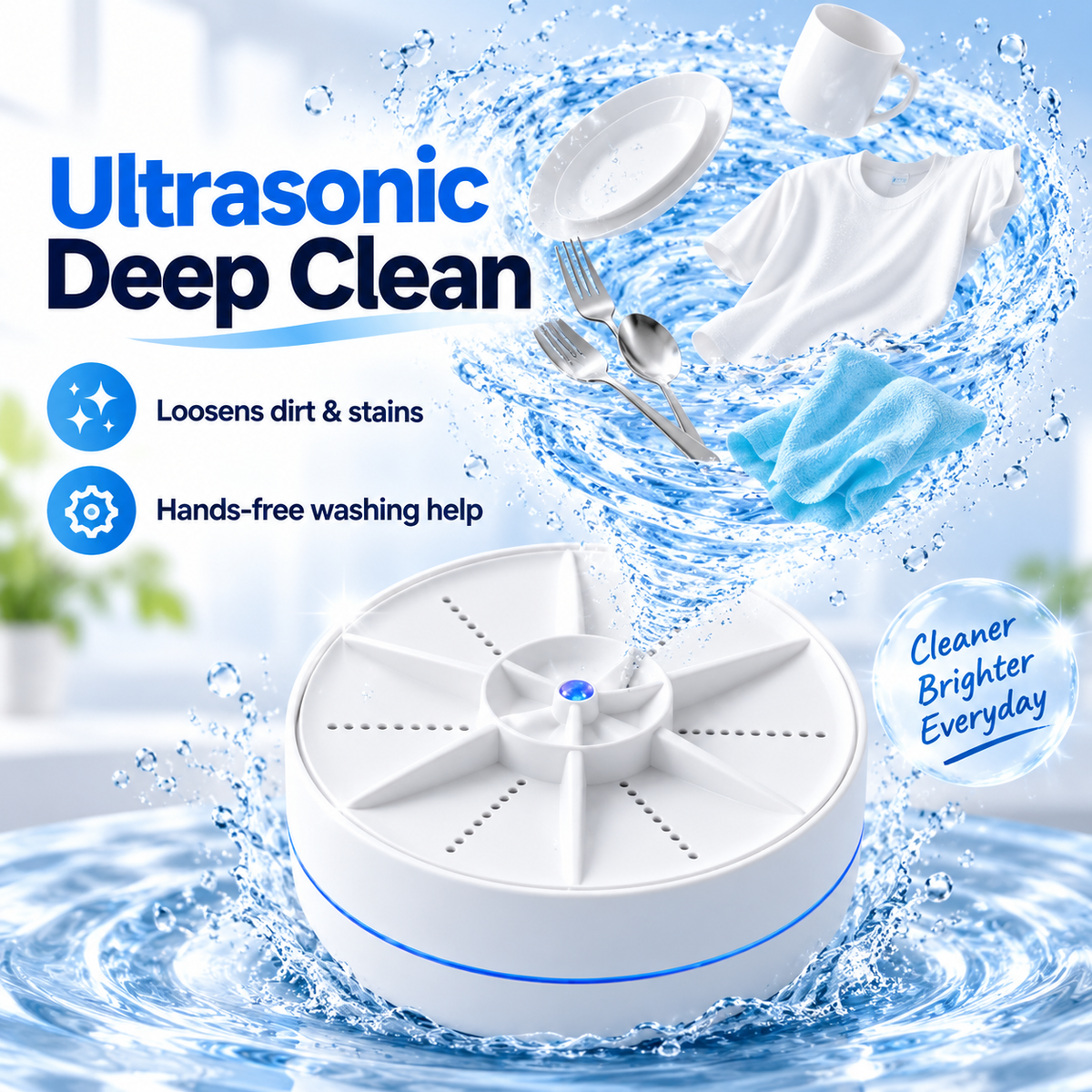 🫧 Portable Ultrasonic Mini Washer💦   – 3-Mode Cleaner for Clothes & Dishes 👕🍽️