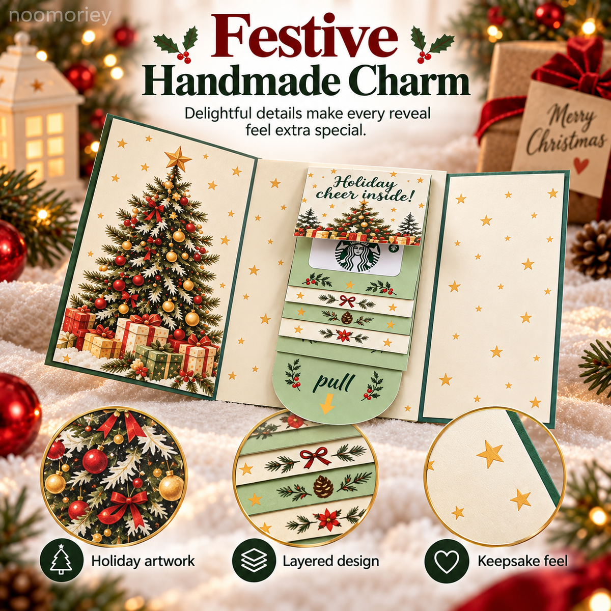 🎄 Christmas Surprise Gift Card Booklet – Interactive Pull-Tab Holiday Gift Holder