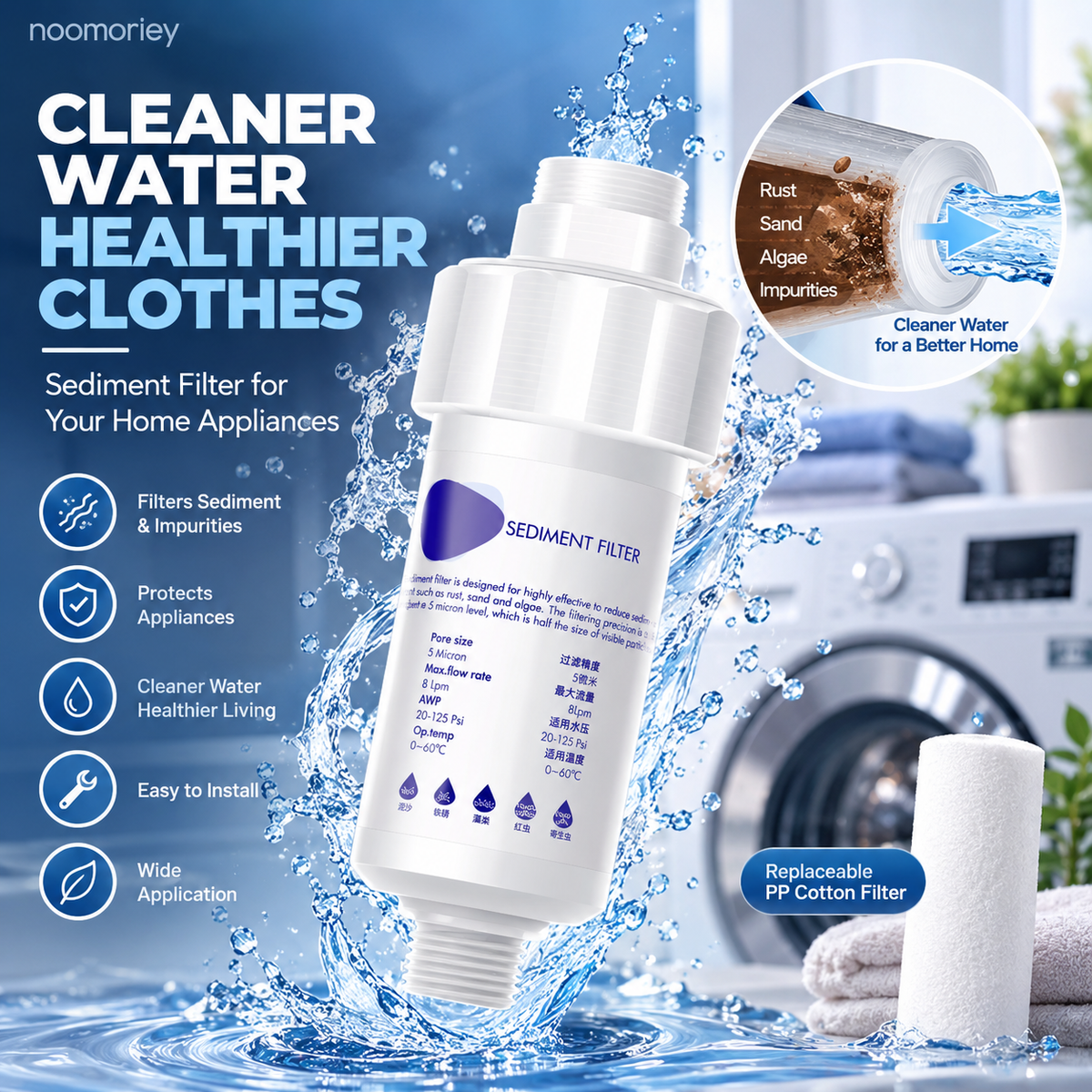 💧 50% OFF 5μm Sediment Water Filter – Cleaner Water For Washing Machine & Home