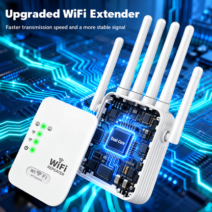 Whole-Home WiFi Extender – Up to 9,800 Sq Ft Coverage with 6 External Antennas