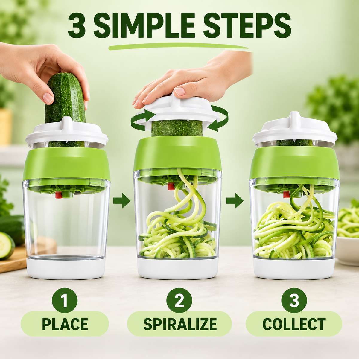 4-in-1 Vegetable Spiralizer & Slicer – Multi-Mode Vegetable Cutter for Zoodles Slices & Fine Cuts