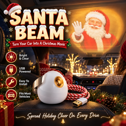 🎅 Santa Beam™ Christmas Car Projector🎄– USB Holiday Projection Light with 6 Santa Films✨