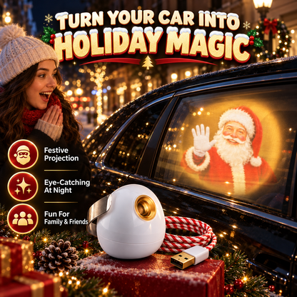 🎅 Santa Beam™ Christmas Car Projector🎄– USB Holiday Projection Light with 6 Santa Films✨