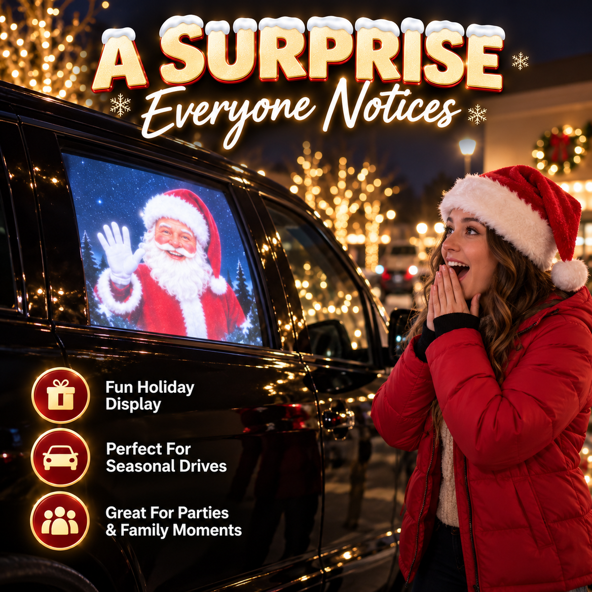 🎅 Santa Beam™ Christmas Car Projector🎄– USB Holiday Projection Light with 6 Santa Films✨