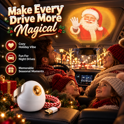 🎅 Santa Beam™ Christmas Car Projector🎄– USB Holiday Projection Light with 6 Santa Films✨