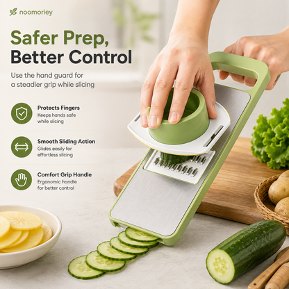 🥕 Adjustable Multi-Shape Vegetable Slicer – Stainless Steel Blades for Julienne, Shredding & Decorative Cuts