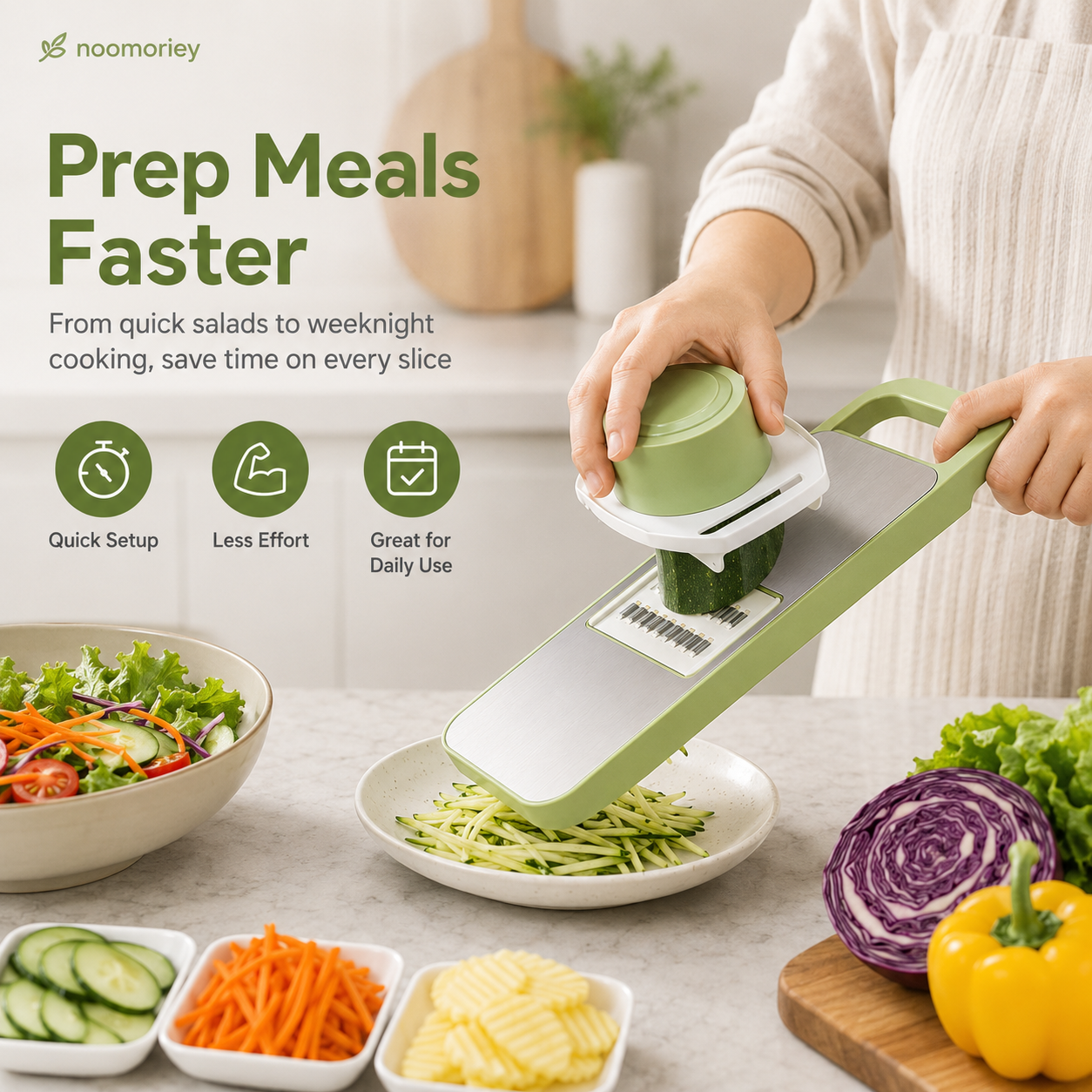 🥕 Adjustable Multi-Shape Vegetable Slicer – Stainless Steel Blades for Julienne, Shredding & Decorative Cuts