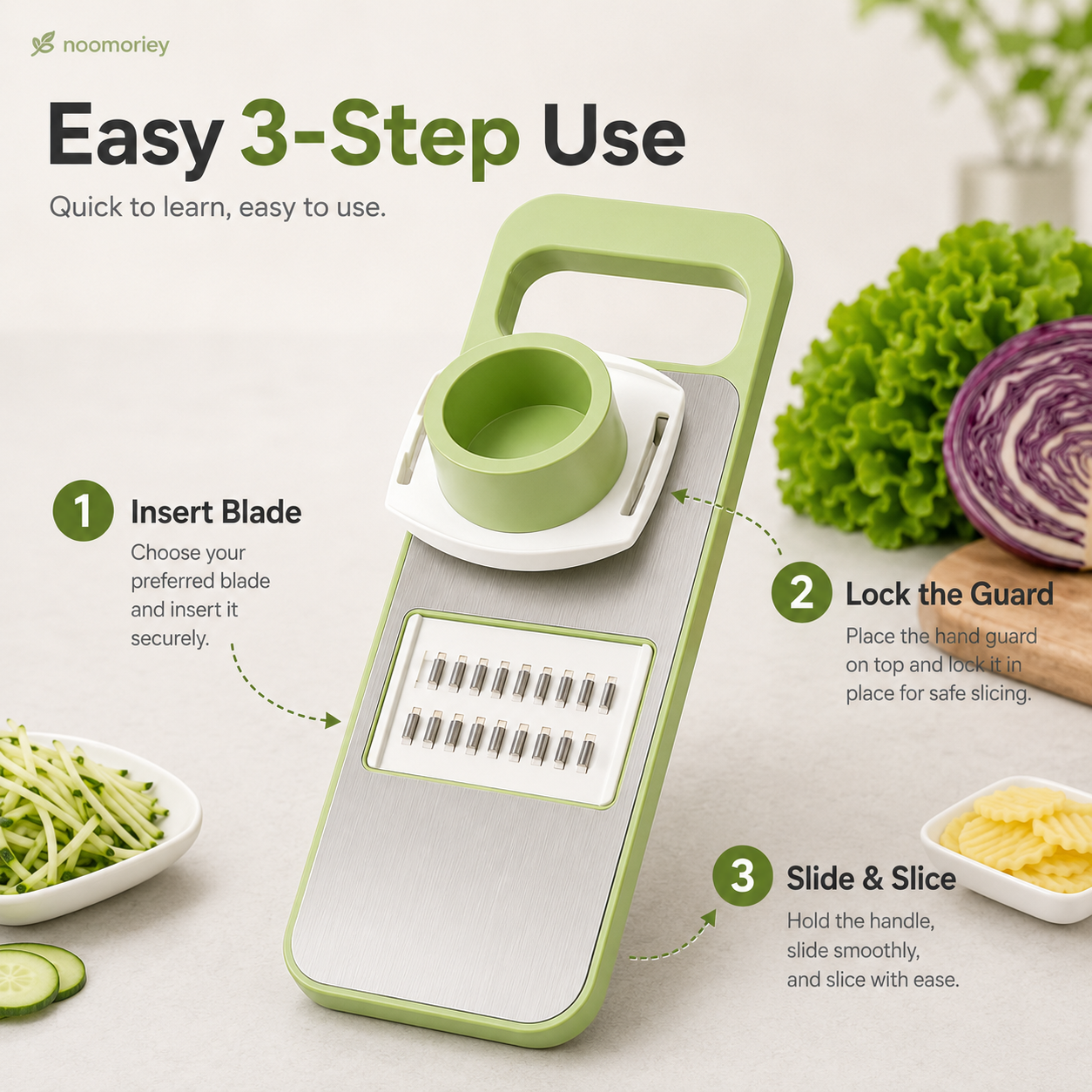 🥕 Adjustable Multi-Shape Vegetable Slicer – Stainless Steel Blades for Julienne, Shredding & Decorative Cuts