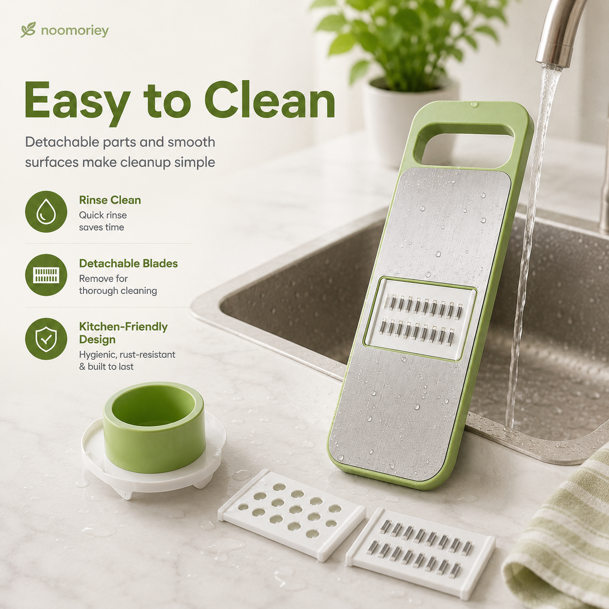 🥕 Adjustable Multi-Shape Vegetable Slicer – Stainless Steel Blades for Julienne, Shredding & Decorative Cuts