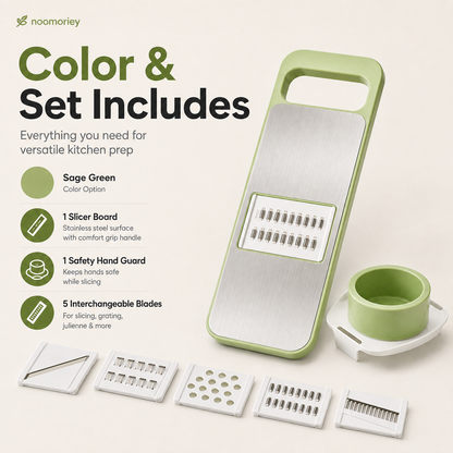 🥕 Adjustable Multi-Shape Vegetable Slicer – Stainless Steel Blades for Julienne, Shredding & Decorative Cuts