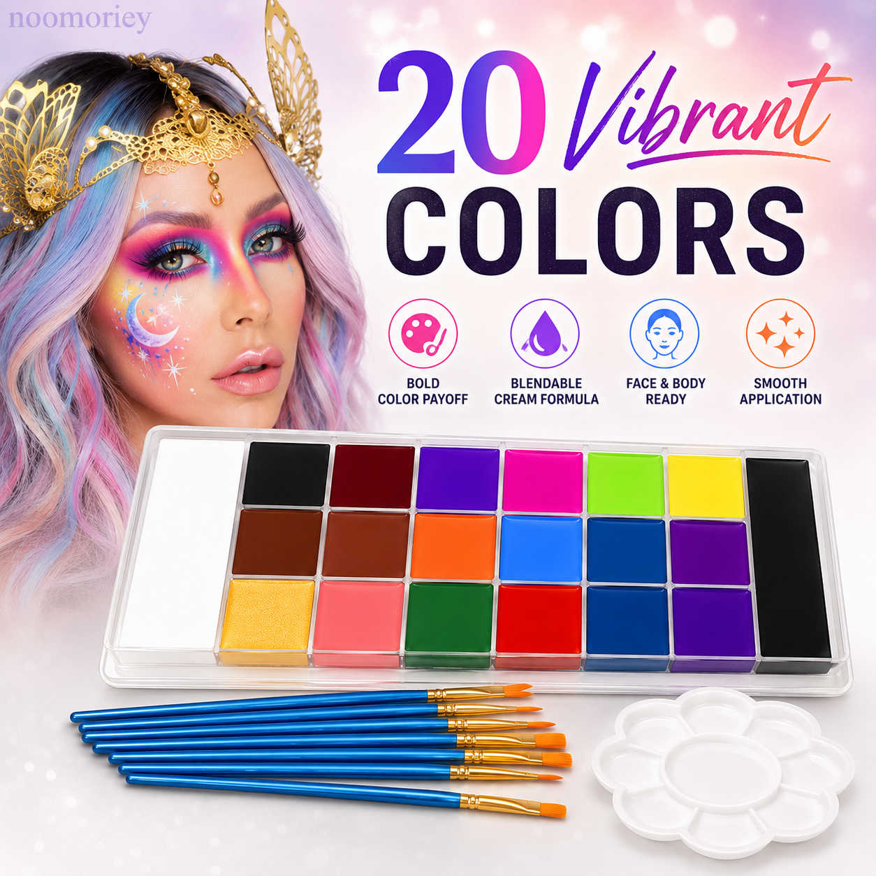 🎃 50% OFF 20-Color Face & Body Paint Kit – Halloween Makeup, Cosplay & Party Art Set