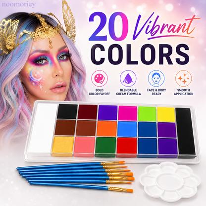 🎃 50% OFF 20-Color Face & Body Paint Kit – Halloween Makeup, Cosplay & Party Art Set