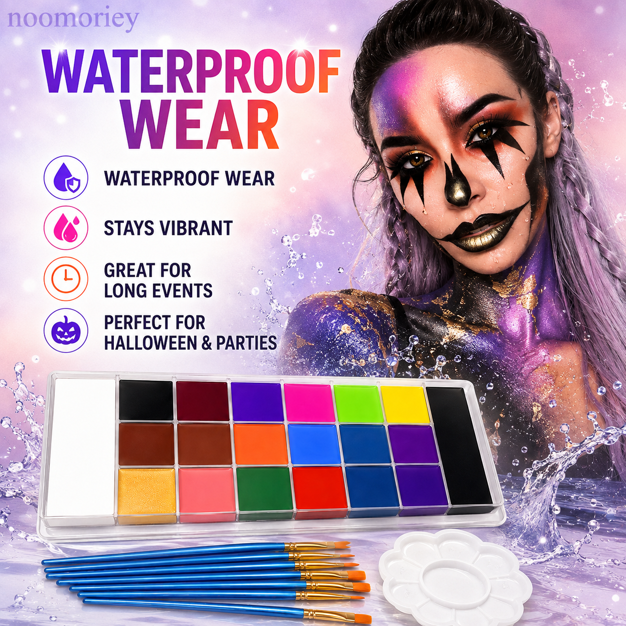 🎃 50% OFF 20-Color Face & Body Paint Kit – Halloween Makeup, Cosplay & Party Art Set