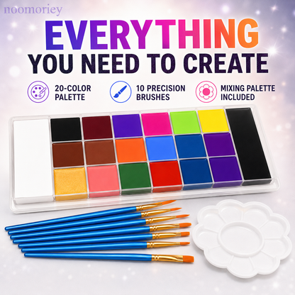 🎃 50% OFF 20-Color Face & Body Paint Kit – Halloween Makeup, Cosplay & Party Art Set