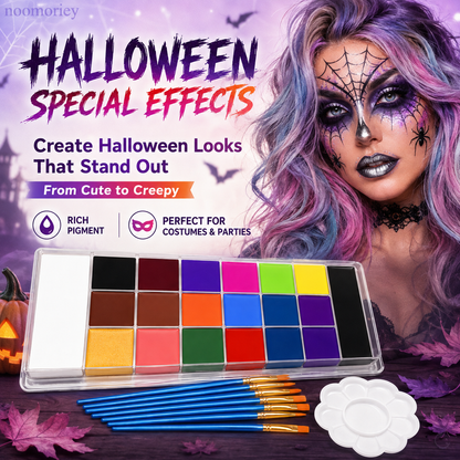 🎃 50% OFF 20-Color Face & Body Paint Kit – Halloween Makeup, Cosplay & Party Art Set