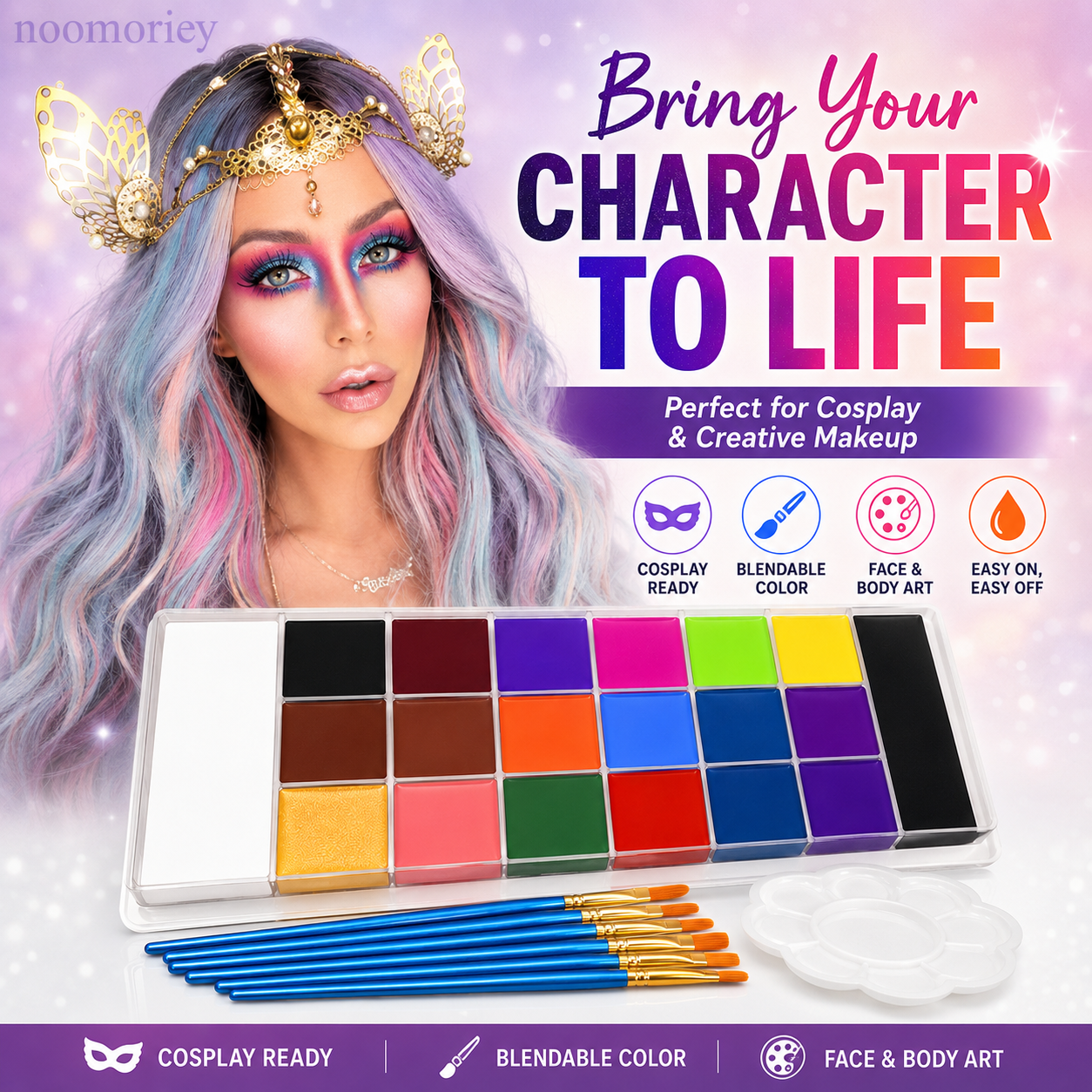 🎃 50% OFF 20-Color Face & Body Paint Kit – Halloween Makeup, Cosplay & Party Art Set