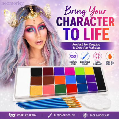 🎃 50% OFF 20-Color Face & Body Paint Kit – Halloween Makeup, Cosplay & Party Art Set