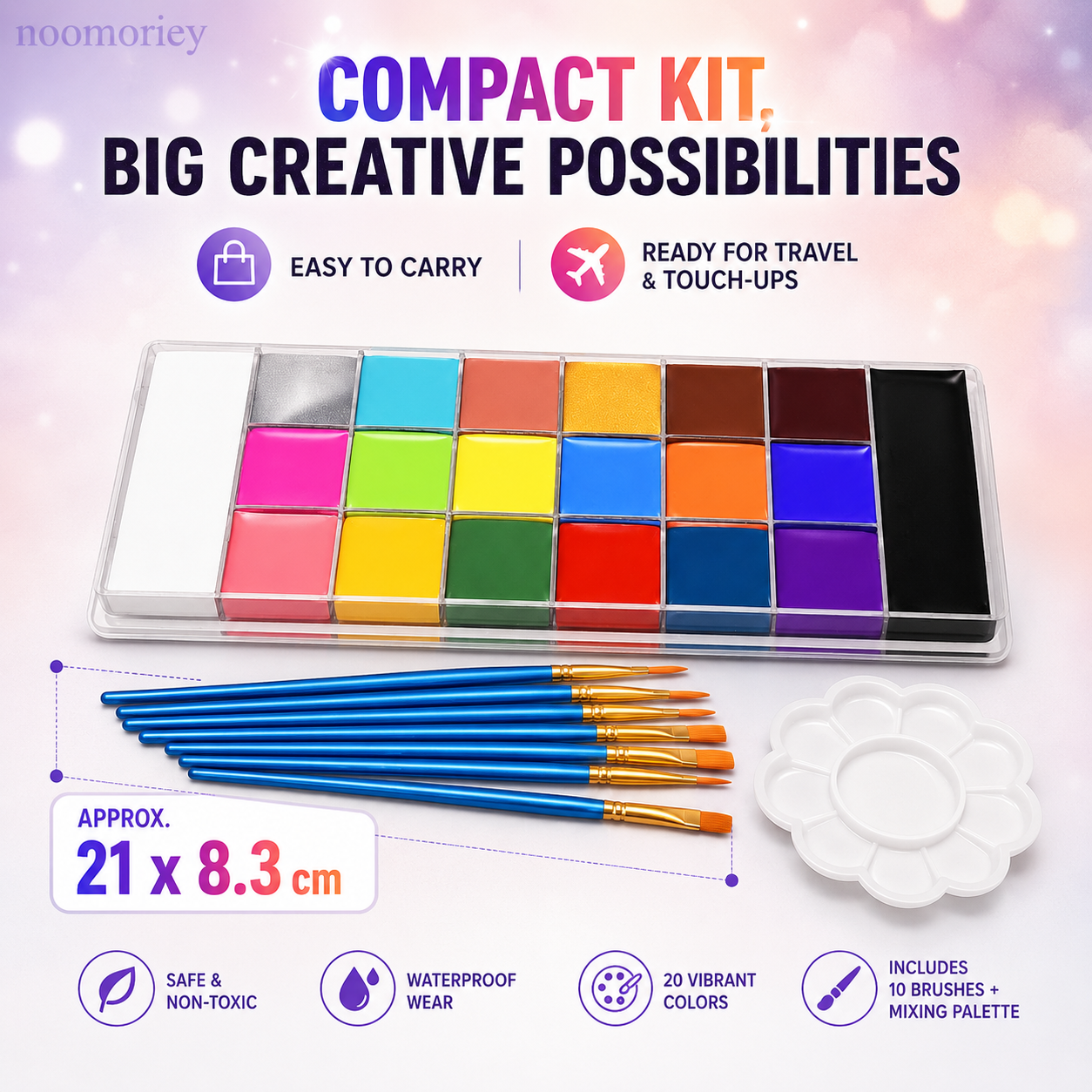 🎃 50% OFF 20-Color Face & Body Paint Kit – Halloween Makeup, Cosplay & Party Art Set