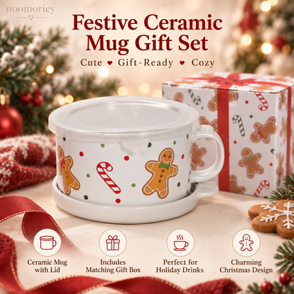 🎄 Cute Christmas Vintage Cartoon Ceramic Mug – Cozy Holiday Coffee & Tea Cup, Adorable Retro Gift for Christmas
