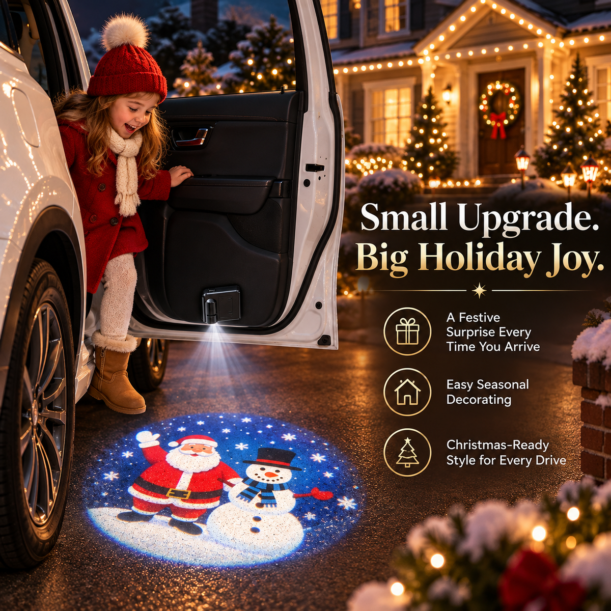 🎄Christmas Magic Car Door Projector🎅– 6 Festive Projection Slides✨