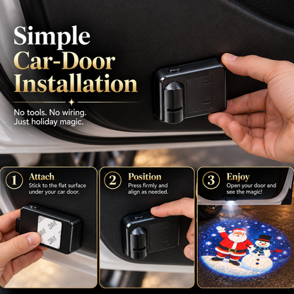 🎄Christmas Magic Car Door Projector🎅– 6 Festive Projection Slides✨
