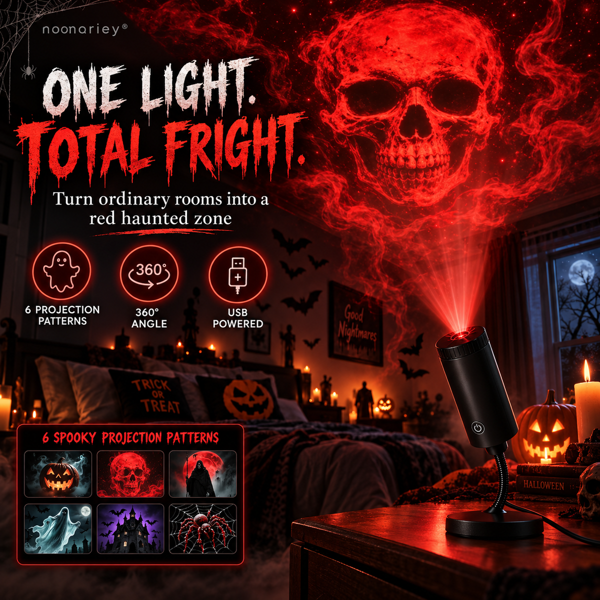 🎃 HD Halloween Scene Projector – 6 Spooky HD Projections, Pick Your Perfect Display