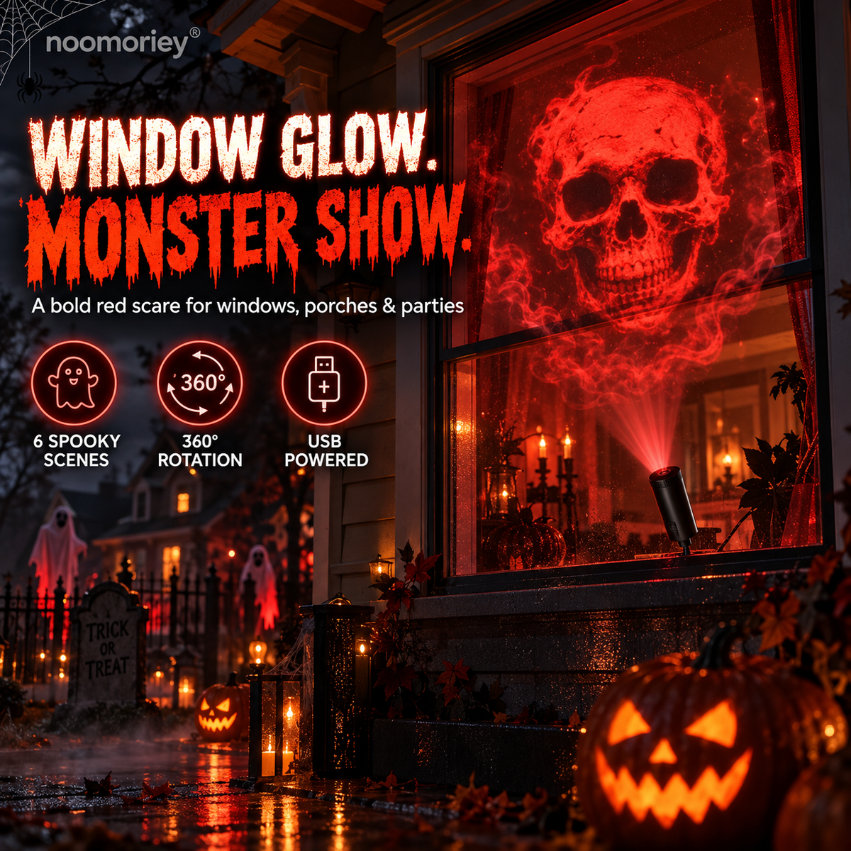 🎃 HD Halloween Scene Projector – 6 Spooky HD Projections, Pick Your Perfect Display