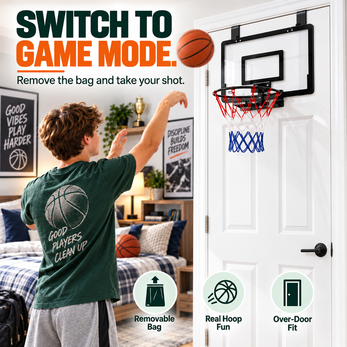 🔥50% OFF🏀 2-in-1 Basketball Hoop Laundry Hamper