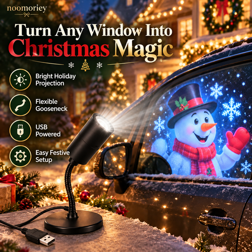 🎄 Christmas Window Projector Light – USB-Powered Flexible Holiday Snowman Display