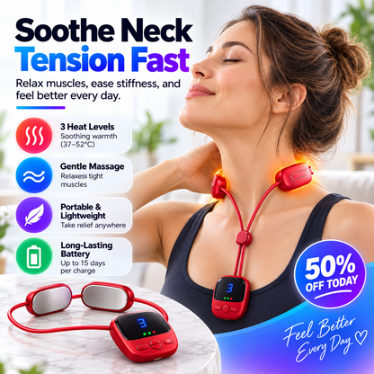 🔥Mini Necklace-Style Neck Massager — 4 Modes, 9 Intensity Levels, 3 Heat Settings, Smart Dual-Pulse Pendant Design!!!💆‍♀️✨