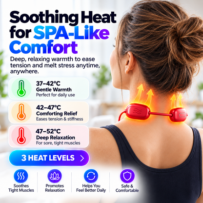 🔥Mini Necklace-Style Neck Massager — 4 Modes, 9 Intensity Levels, 3 Heat Settings, Smart Dual-Pulse Pendant Design!!!💆‍♀️✨