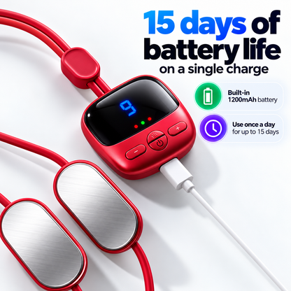 🔥Mini Necklace-Style Neck Massager — 4 Modes, 9 Intensity Levels, 3 Heat Settings, Smart Dual-Pulse Pendant Design!!!💆‍♀️✨