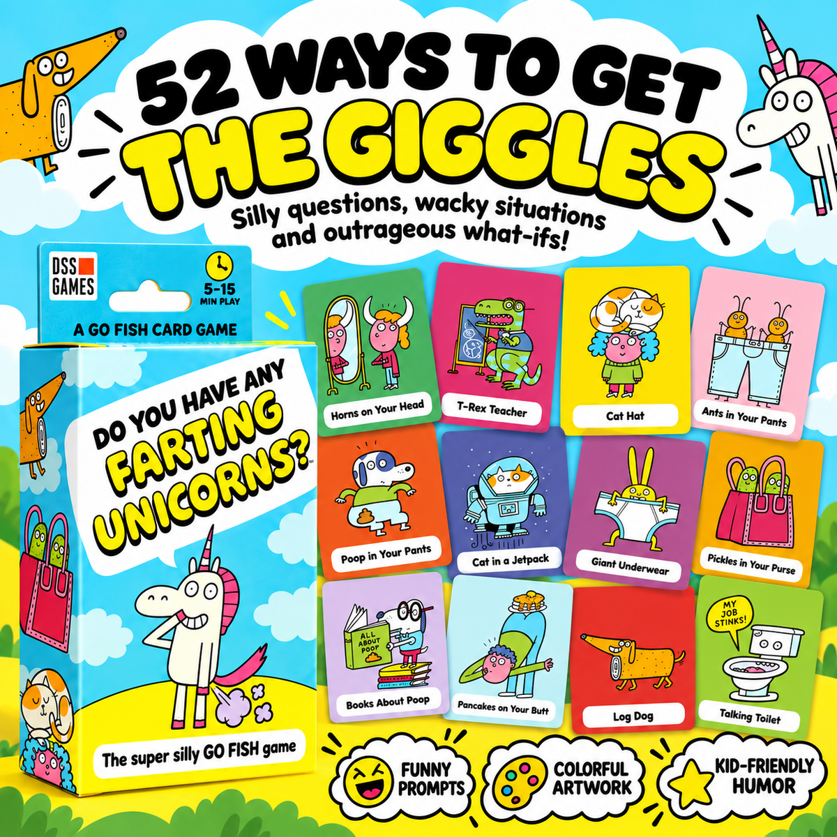 😂 50% OFF Today! Super Silly Go Fish Card Game for Kids & Family Game Night