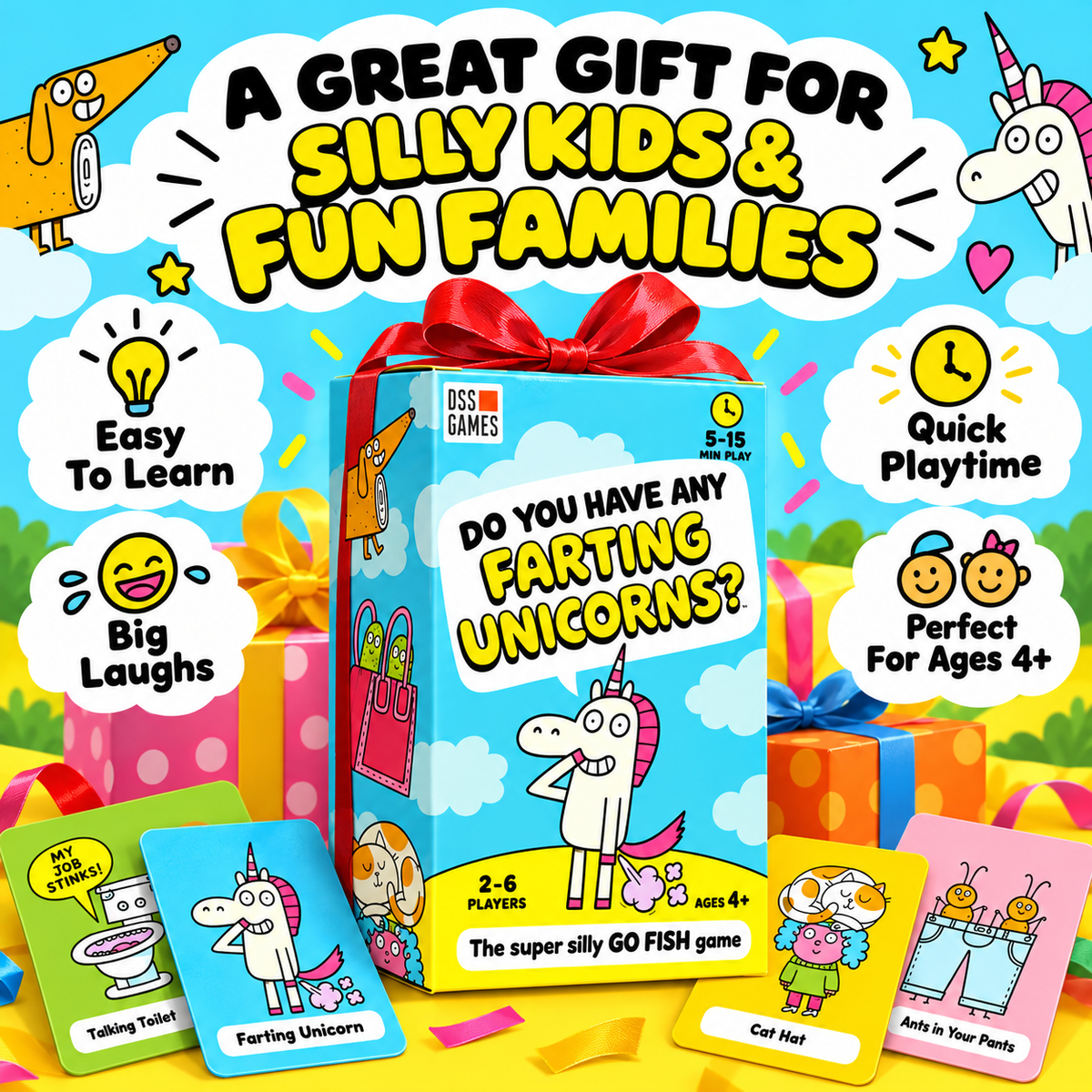 😂 50% OFF Today! Super Silly Go Fish Card Game for Kids & Family Game Night