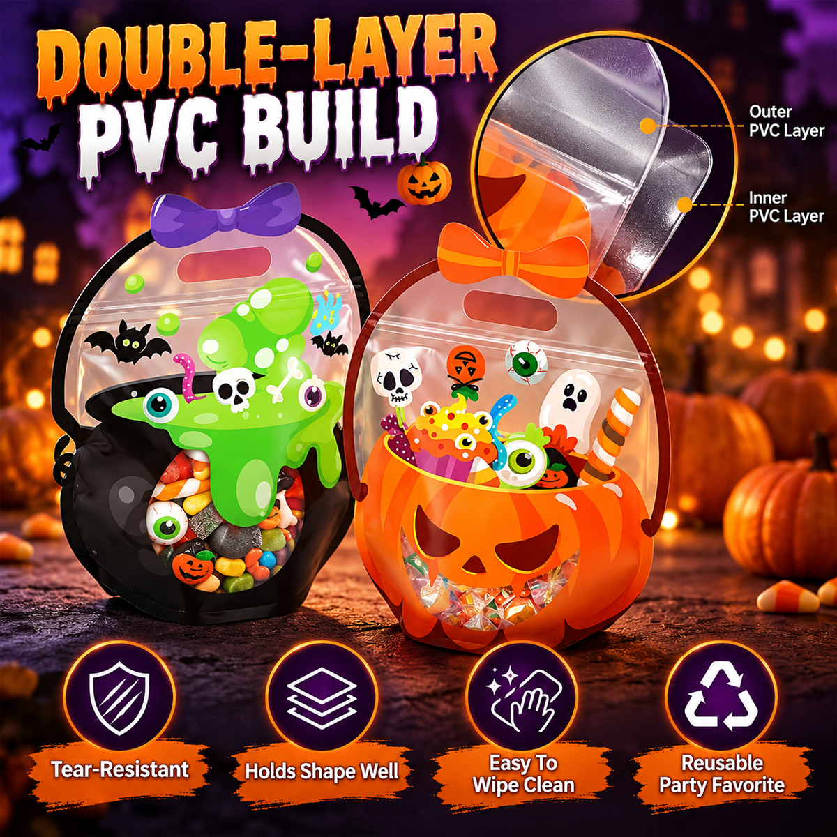 🎃 50% OFF Today! Halloween Goodie Bags for Treats, Candy & Party Favors