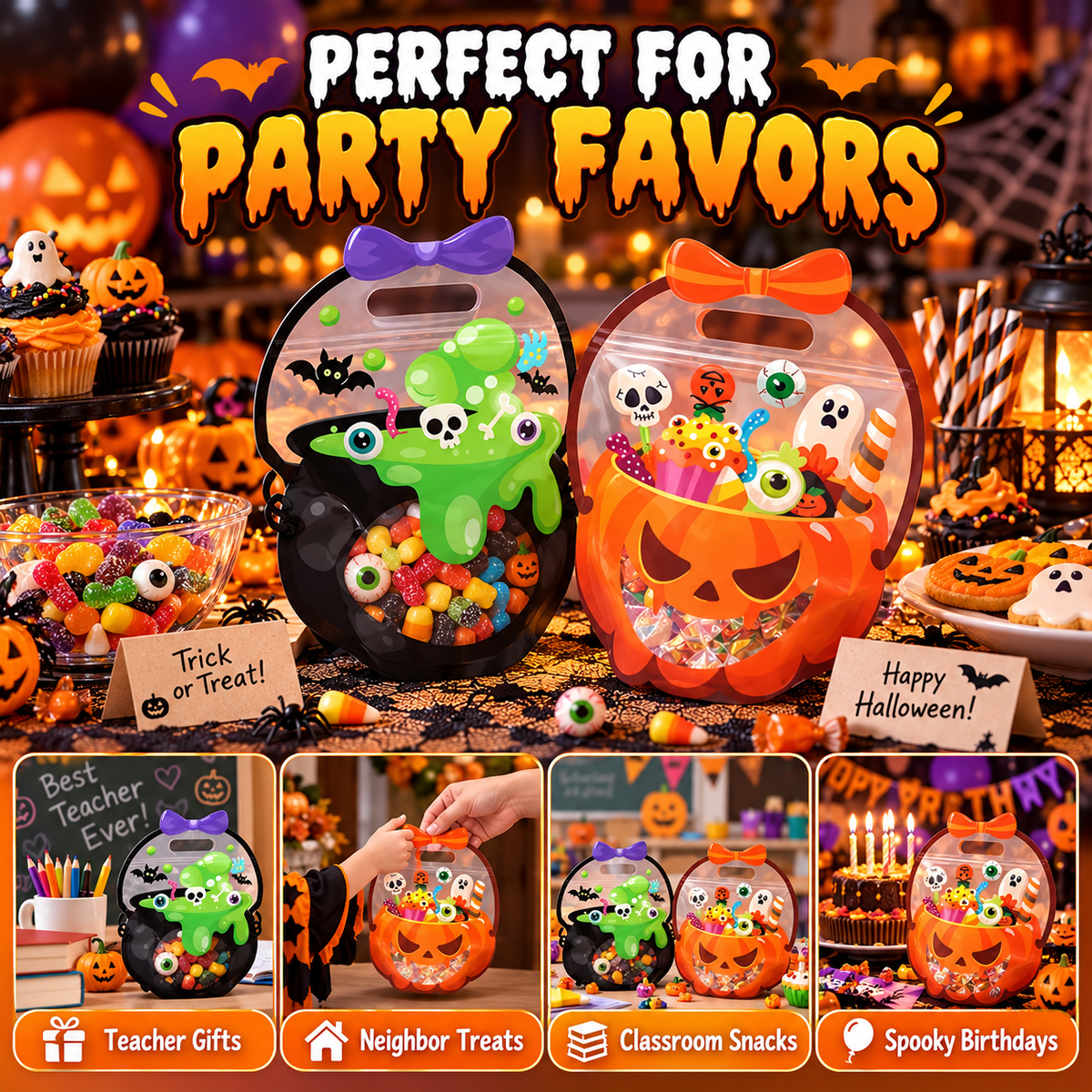 🎃 50% OFF Today! Halloween Goodie Bags for Treats, Candy & Party Favors