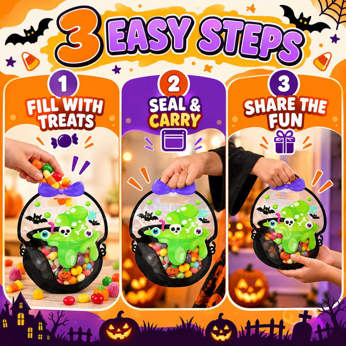 🎃 50% OFF Today! Halloween Goodie Bags for Treats, Candy & Party Favors