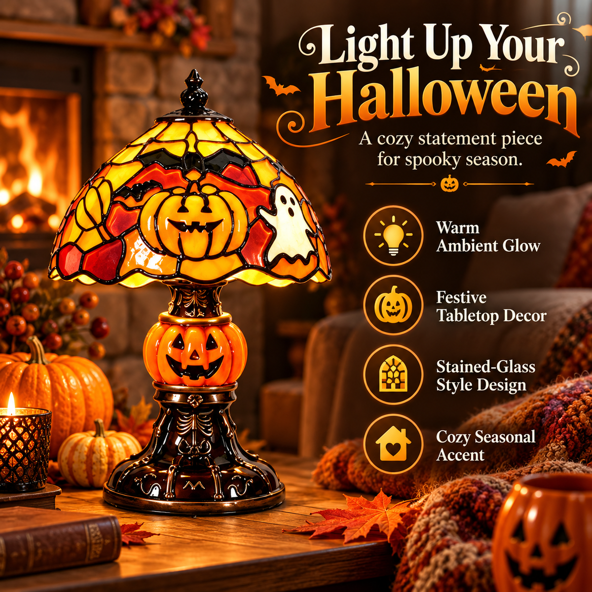 🕯️ 50% OFF! Cozy Halloween Pumpkin & Ghost Table Lamp with Warm Glow