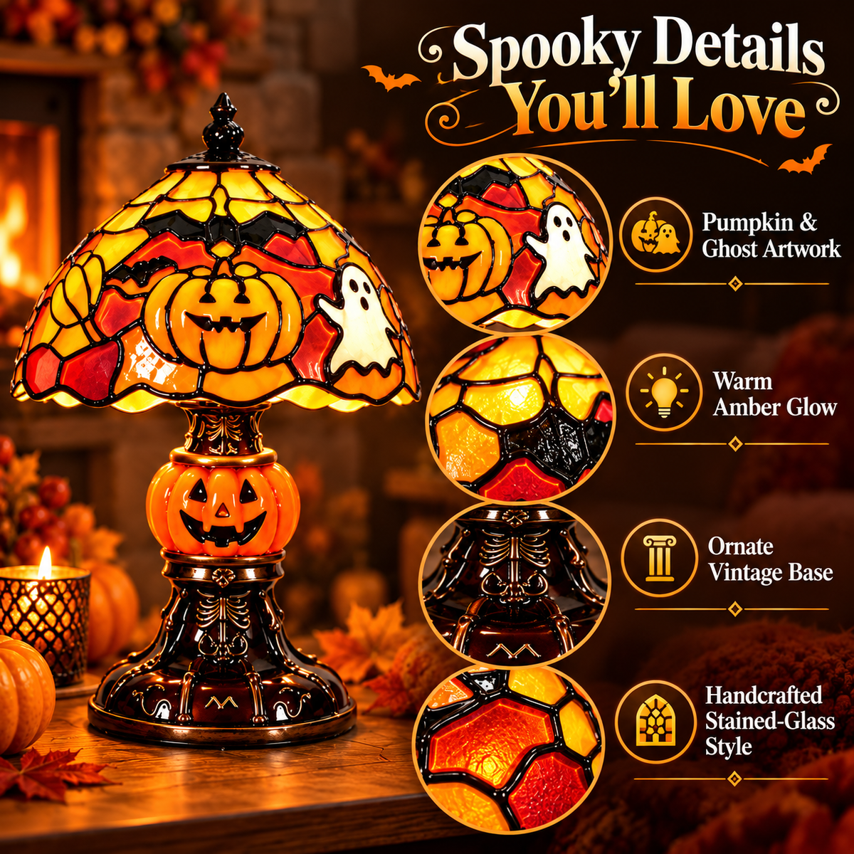 🕯️ 50% OFF! Cozy Halloween Pumpkin & Ghost Table Lamp with Warm Glow