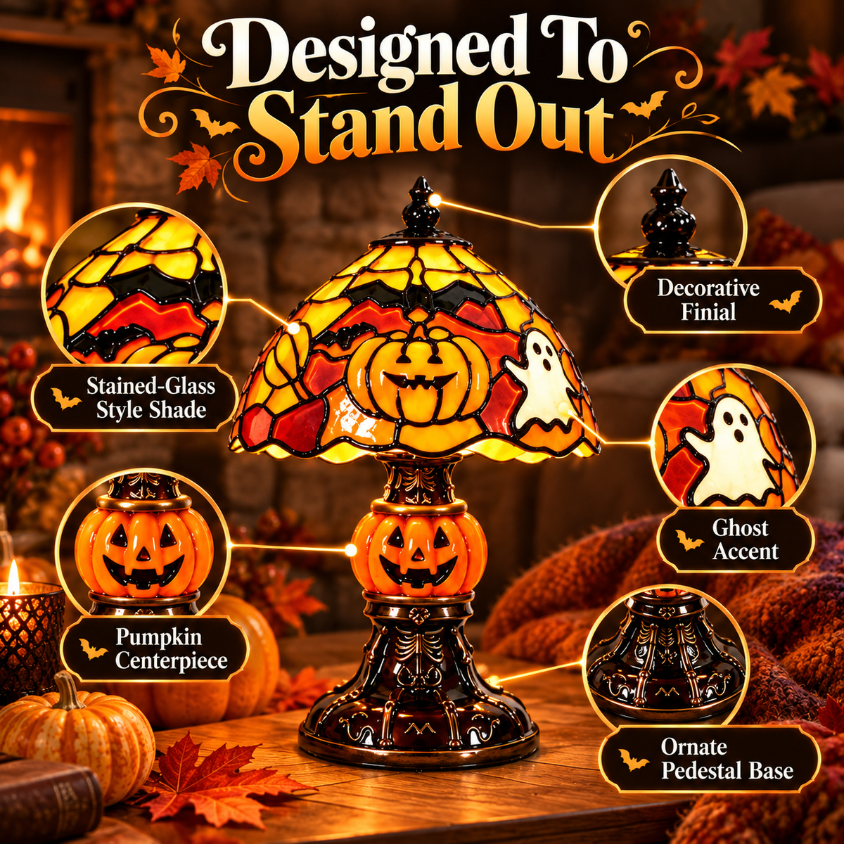 🕯️ 50% OFF! Cozy Halloween Pumpkin & Ghost Table Lamp with Warm Glow